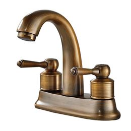 Faucets Rolya Wholesale Antique Copper Bathroom Faucet Old Style Vintage Basin Mixer Set