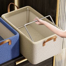 1PC Foldable Steel Frame Storage Box With Handle Non Woven Saving Space Travel Home Clothes Pants Organisers 231227