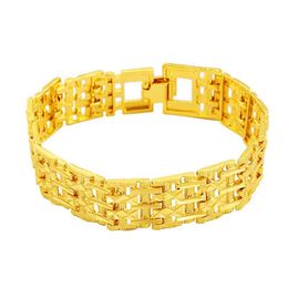 men's wide watch buckle 24k gold plate Link Chain bracelets JSGB134 fashion wedding gift men yellow gold plated bracelet244Q
