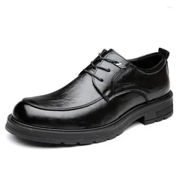 Dress Shoes 2024 Classic Genuine Leather Men's Black Brown Cap Toe Lace-Up Oxford Company Business Office Formal For Men