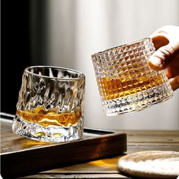 Novel Creative Thick Crystal Whiskey Tumbler Glass Spinning Tops Design Hammer Glasses of Wine Spirit XO Brandy Cup Wineglass 231226