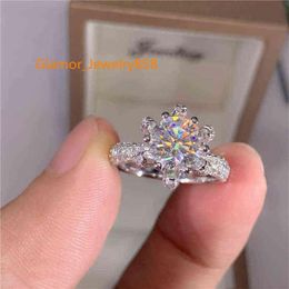 Custom Name Certified 5 Carat Diamond Engagement Ring Women 14K White Gold Sterling Silver Bridal Moissanite Rings Wedding Band X22867