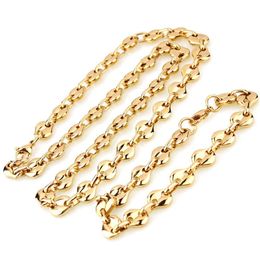 Gold Plating Necklace&Bracelet Set Fashion Hip Hop Chains Curb Cuban Long Necklace DIY Chain Charm Punk Style Men Women Jewelry229l