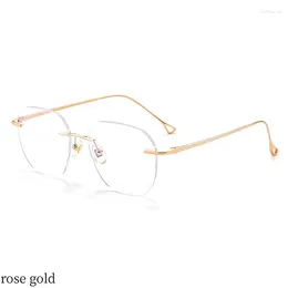 Sunglasses Frames 52mm Pure Titanium Rimless Glasses Frame Men Vintage Square Prescription Myopia Frameless Eyeglasses Women 99520
