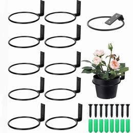 10pcs Flower Pot Holder Ring Wall Mounted Plant Hanger Rings Round Planter Hooks Hangers with Nails 231226