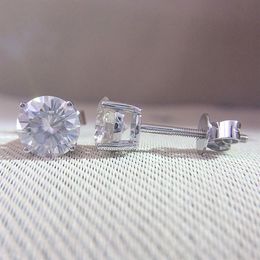 Genuine 14K 585 White Gold Screw Back DF Colour 2ctw Test Positive Round Cut Moissanite Diamond Earrings For Women CJ191203198H
