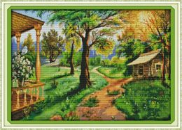 Tools Rural scenery tree house home decor painting ,Handmade Cross Stitch Embroidery Needlework sets counted print on canvas DMC 14CT /1