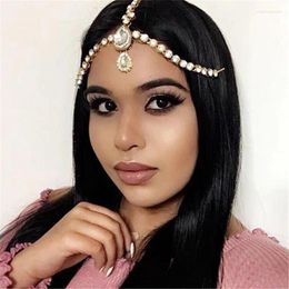 Hair Clips Women Bohemian Rhinestone Chain Belly Dance Head Cap Hat Headchain / Accessory Headpiece For Party Wedding Showing