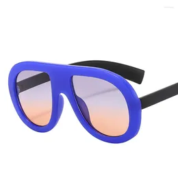 Sunglasses Luxury Oversized Pilot Women Unique One Piece Fashion For Ladies Gradient Eyewear Female Shades