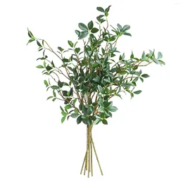 Decorative Flowers 73cm/113cm Fake Eucalyptus Leaf Branches Artificial Plastic Green Plant Faux Leaves Stems Multi-function Home Room