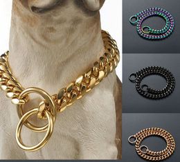 10mm Small and Medium-sized Pet Dog Chain Stainless Steel Titanium Steel Gold Cuban Chain Dog Collar Necklace Cat Chain