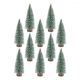 Christmas Decorations 10 Pcs Winter Child Mini Xmas Tree Bottle Brush Trees Wooden Party Ornament