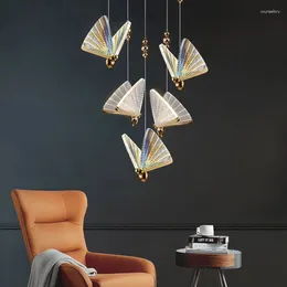 Pendant Lamps Butterfly Indoor LED For Bedroom Sofa Background Nordic Suspended Hanging Lights Chandelier Lighting Fixture