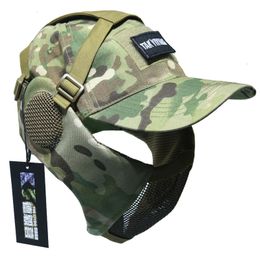 TAK YIYING Tactical Foldable Mesh Mask With Ear Protection Cap for Airsoft Paintball 231227