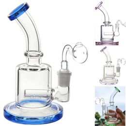 Newest Arrival 6 Inch Mini Dab Rigs 4 Colours Inline Perc 5mm Thick Glass Bong Glass Water Pipe With 14.4mm Quartz Banger