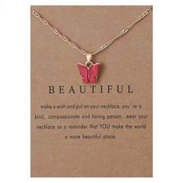 acrylic butterfly pendant necklace constellation alloy pendant necklace chain Jewellery gift card for women223B