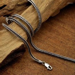 Chains Pure Sterling Thai Silver Wave Necklace Fox Tail Chain Men Women Personalised Retro Male Jewellery 925 Chopin 2.8mm