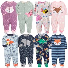 Baby Pajamas Zipper Fleece born Girls Romper Warm Winter Underwear Overalls Boys Outfits Truck Infants Clothes 231226