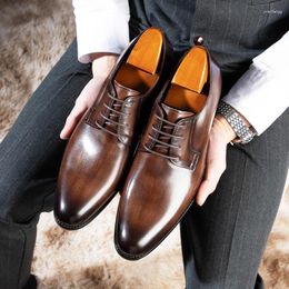 Dress Shoes Leather Men Genuine Middle-aged Business Attire Lace Up Casual Commuting British Summer Minimalist Tenis Masculine