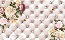 Wallpapers modern wallpaper for living room Vintage flower pattern diamond soft pack TV background wall