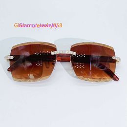 2022 occhiali da sole Bling Moissanite di vendita caldi occhiali da sole moda oro reale 10k occhiali da sole senza montatura in metallo da uomo