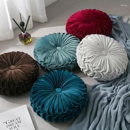 Pillow Pastoral Style Pumpkin Round Seat /Back Floor Sofa Shiny Velvet Fabric Pouf Throw Cojines Home Decor