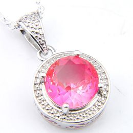 10pcs luckyshine 4 Colour optional gradient multicolor tourmaline gems silver pendants necklaces for women 288d