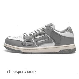 Small Shoes Fashion Skel Leather Sneakers Designer Casual women High Genuine shoes Mens Fashion Amiiri White Bone Skateboarding Chunky Top Versatile Splice QQLY