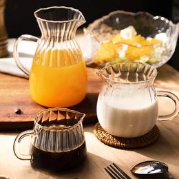 Nordic Transparent Glass Coffee Milk Jug Set With Handle Espresso Coffee Frothing Cup Tea Pitcher Separator Cafe Drinkware Tool 231227