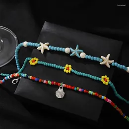 Anklets Vintage Style Anklet Set Sea Shell Shape Pendant Adjustable Foot Jewelry Bohemian Multilayer Ankle Chain Bracelet 3 Pcs