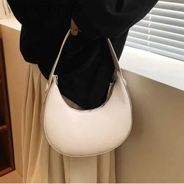 Shoulder Bags Fashion White for Women Pu Leather Solid Color Half Moon Crossbody Bag Designer Lady Handbags Ladies Underarmblieberryeyes