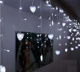 Decoration 4M 100 LEDS Curtain lights 18 Pcs heartshaped LED string Christmas wedding party decoration chandelier AC220V /110V