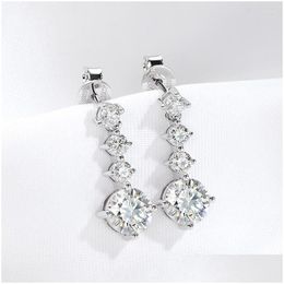 Dangle Chandelier Earrings Smyoue 2.6Cttw D Color Certified Moissanite Drop For Women Four Classic Wedding Jewelry 925 Sterling Si Dh528