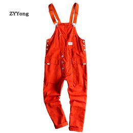 Mens Bib Overalls Jumpsuits Moto Biker Jeans Pants Trousers Male Solid Casual Long Pants Clothing 231227