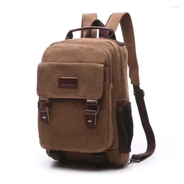 Backpack Men Vintage Canvas Bag High Quality Casual Travel Zipper Shoulder Strap Chest Bags Student Bookbag Teenage School