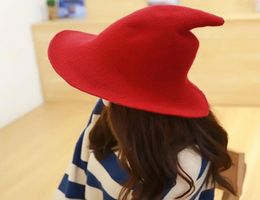 Fashion old kids knitted witch hat Halloween spire wide brim hats women thin knitting fisherman cap magic caps4918919