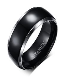 8mm Titanium Rings for Men Women Black Dome Two Tone Glossy High Polish Wedding Band Size 6139267509