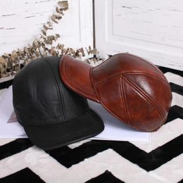 Ball Caps Men's Genuine Leather Hat Spring Autumn Thin Baseball Cap Male Casual Outdoor Ear Protection High Quality Fashion Hats H6951