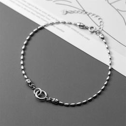 MIQIAO Bracelet On The Leg Chain Women's 925 Sterling Silver Anklets Female Thai Silver Beanie Foot Fashion Jewelry For Girls275A