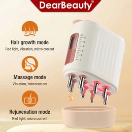 EMS Head Scalp Massager Red Light Therapy Hair Growth Comb High Frequency Vibration Massage Comb Medicine Liquid Oil Applicator 231227