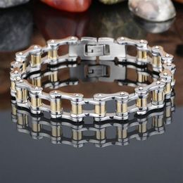 Fashion Stainless Steel gold Biker Bicycle Motorcycle Chain Bracelet Men Women titanium steel lover Bike Bracelets Bangles Jewelry324o