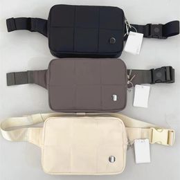 Bags LL Quited Grid Belt Bag Yoga Bags Sports Shoulder Strap Multifunction Bag Mobile Phone Wallet 3 Colors