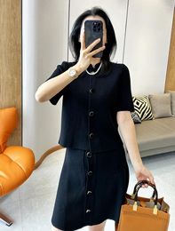 Work Dresses Wool Small Black Suit Short Sleeved Cardigan Half Skirt