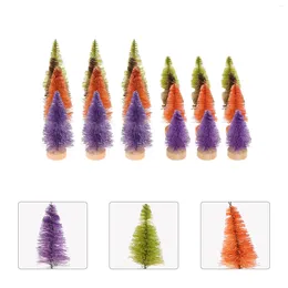 Christmas Decorations 24 Pcs Mini Tree Festival Scene Decor Dining Table Decorative Small Xmas Prop Sisal Silk