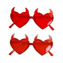 Sunglasses Cool Devil Horn Heart Frame Vintage Girls Lens Glasses Teens Party For