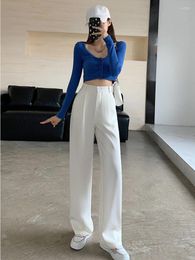 Pantaloni da donna a vita alta casual gamba larga ampia per donna primavera autunno femminile abiti lunghi fino al pavimento pantaloni lunghi da donna