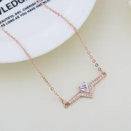 Pendant Necklaces UFOORO S925 Sterling Silver Beautiful Fashion Necklace Elegant Creative Wild V-shaped Clavicle Chain Female Jewellery