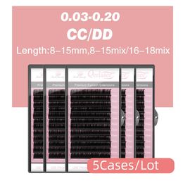 Qeelasee 5 trays CC / DD curl 0.03-0.20 thickness round lashes maquiagem cilios makeup soft mink lashes for eyelash extension 231227