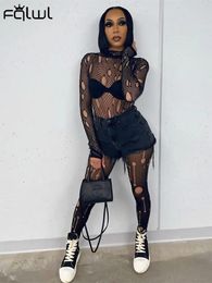 Leggings FQLWL Summer Skinny Pants Women High Waist Hollow Out See Through Leggings Mesh Pants Women Sexy Club Hole Black Trousers 2022