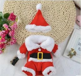 Apparel Christmas Pet Dog Costumes Standing Make up Clothes Cat Santa Cosplay Coats With Hat